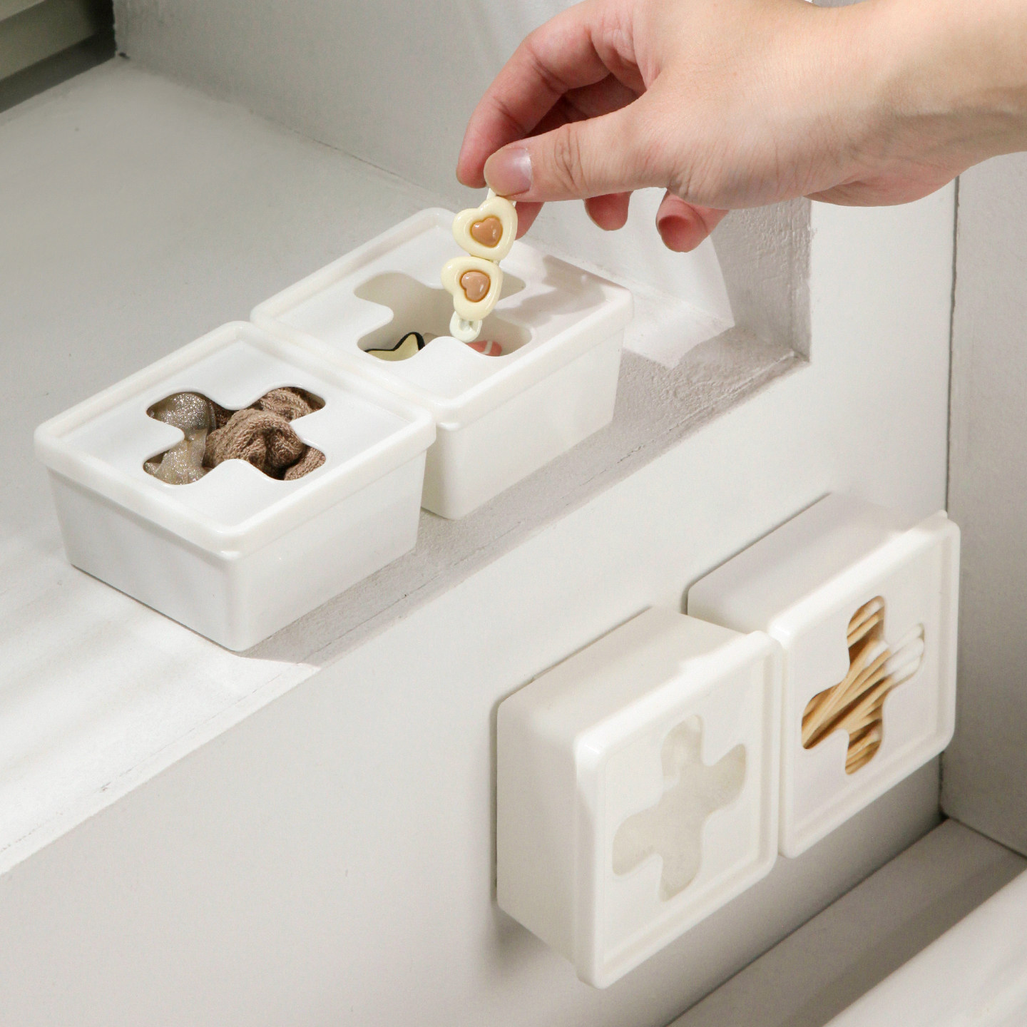 柜门壁挂式收纳盒十字口棉签手套口罩整理盒厨房卫生间杂物分类盒,淘宝优惠券,粉丝福利购,淘宝优惠卷