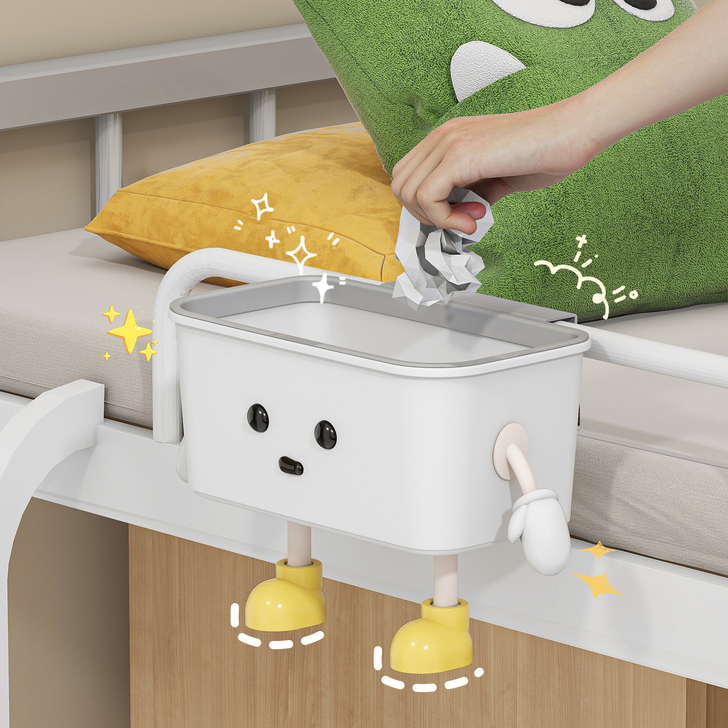 婴儿尿不湿床边挂篮围栏收纳盒子床头挂袋垃圾桶免打孔杂物收纳袋,淘宝优惠券,粉丝福利购,淘宝优惠卷