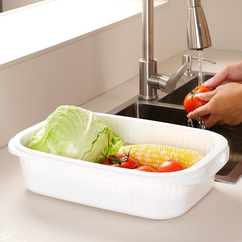 厨房双层果蔬沥水篮碗碟收纳架碗柜沥水放碗盘置物架多功能碗筷盒,淘宝优惠券,粉丝福利购,淘宝优惠卷