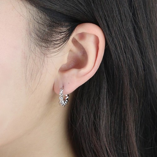 老银匠s925银耳圈女扭纹麻花高级感小众设计纯银耳环银耳扣银耳饰 - 图0