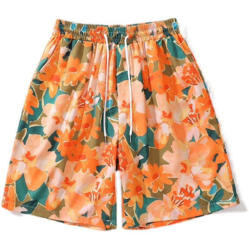 HTTAOSUP港风复古碎花短裤男vintage油画夏威夷风情侣休闲沙滩裤,淘宝优惠券,粉丝福利购,淘宝优惠卷