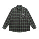 Japanese retro green plaid long-sleeved shirt autumn jacket