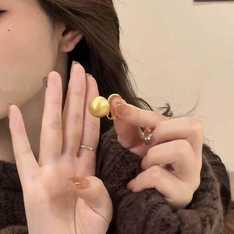 金属磨砂拉丝球球耳环女耳扣个性时尚小众设计感轻奢银针耳坠耳饰,淘宝优惠券,粉丝福利购,淘宝优惠卷