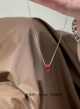 轻奢高级感红豆水滴抽拉项链