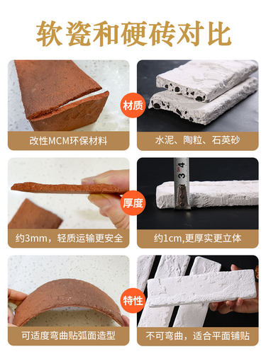 文化砖软瓷轻质防水防霉不泛碱电视背景墙别墅外墙砖阳台瓷砖客厅 - 图1