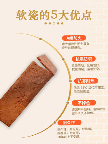 文化砖软瓷轻质防水防霉不泛碱电视背景墙别墅外墙砖阳台瓷砖客厅 - 图0