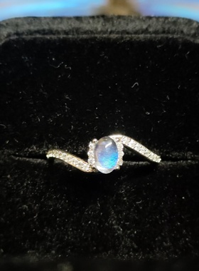 大蓝闪蝶真蝴蝶标本镀银戒指耳钉精致ins设计生日礼物送女友