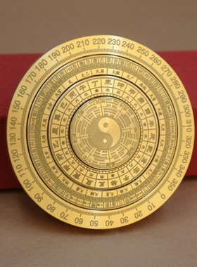 黄铜罗盘双面九宫八卦易经可转动手把玩件实心铜罗盘指尖陀螺解压