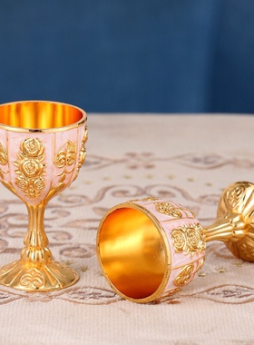 高档家用白酒杯子一口复古高颜值创意个性防摔鸡尾酒杯子摆件金属