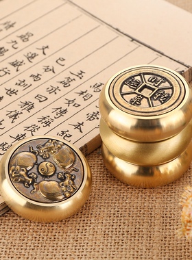 纯铜转钱小把件赚钱神器文玩抖音网红同款时来运转手把件黄铜招财