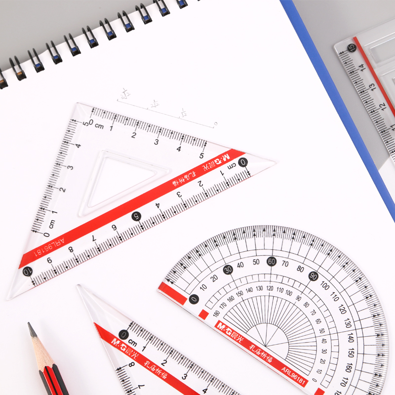 晨光文具孔庙套尺ARL96181波浪直尺子量角器三角板涂卡尺学生考试-图2