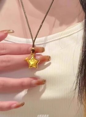 新中式金色月牙星星项链女2025新款爆款吊坠轻奢小众高级感锁骨链