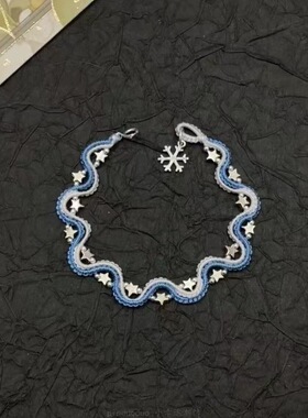 雪花御守 星星向雪编织项链新中式复古极细锁骨链小红书同款配饰
