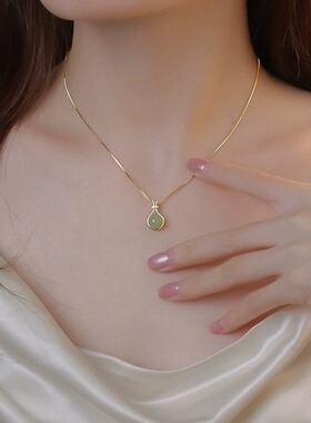 925纯银福袋和田玉项链女轻奢小众吊坠女锁骨链高级感ins简约设计