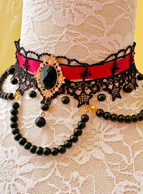 曦禾家复古哥特暗黑蕾丝choker