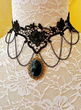 原创choker蕾丝项链哥特暗黑系