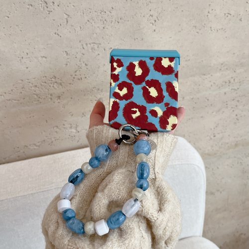 适用华为PuraX折叠屏手机壳荣耀MagicVFlip2壳膜一体小米MixFlip2全包中轴novaflipS手链蓝豹纹pocket2斜跨绳 - 图0