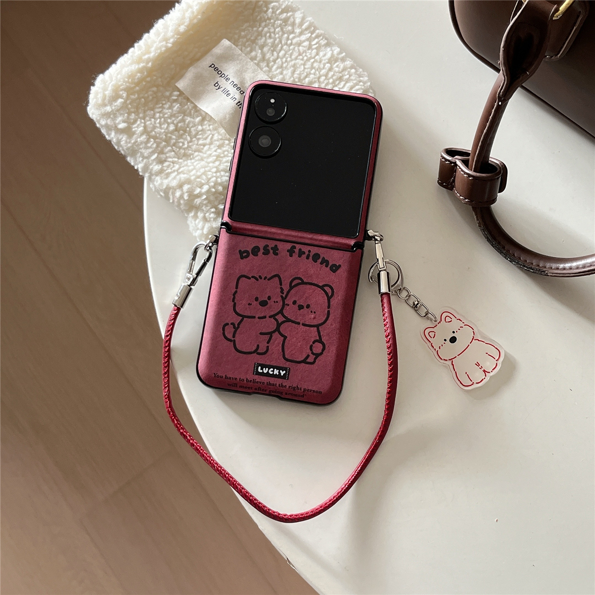 适用折叠屏荣耀MagicVFlip手机壳小米MixFlip2中轴全包摩托罗拉50华为pocket2三星zflip6卡7通N3flip斜跨挂绳 - 图1