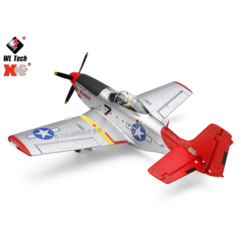 XK伟力A280遥控四通道无刷特技滑翔机固定翼航模P51战斗像真飞机-图1
