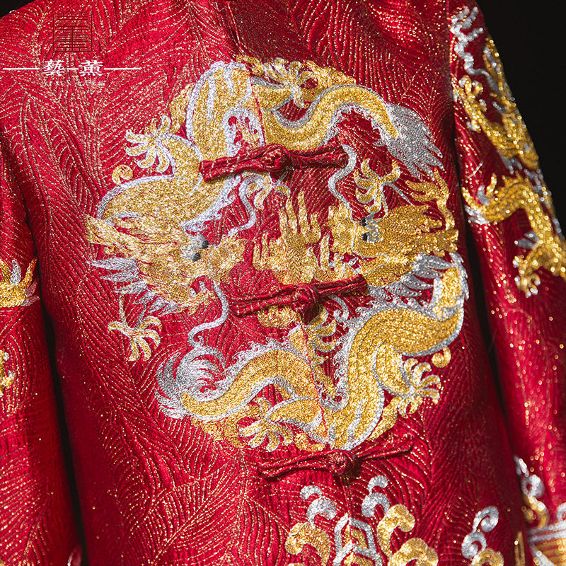 秀禾服新郎2020新款男装中式服婚服 艺薰民族服装