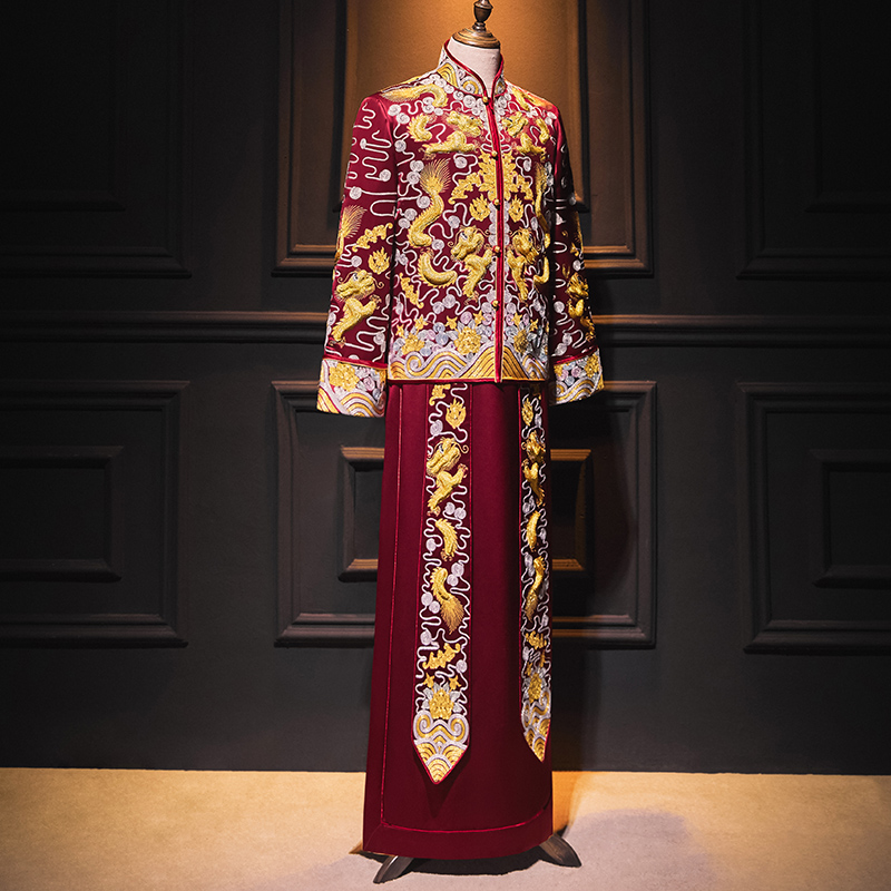 立体盘锦绣秀禾服男装2023新款中式 艺薰唐装