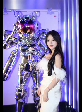 赛博朋克深潜少女现代大型雕塑酒吧KTV酒馆餐厅落地摆件