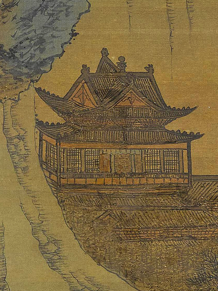 明沈周临戴文进谢安东山图国画青绿山水风景玄关挂画新中式装饰画-图0