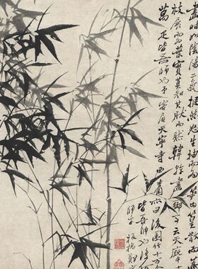 郑板桥竹子卷轴画书房客厅办公室