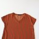 Summer Women's Raglan Sleeve Striped Shirt V-neck Pullover Loose Fashionable Versatile Top C3S