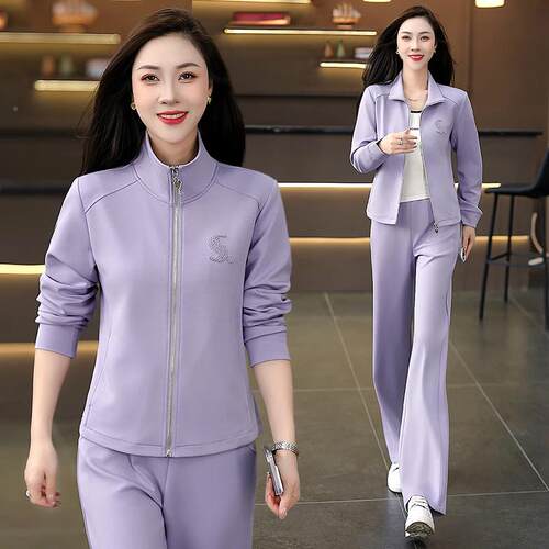 品牌妈妈春装套9646044装新洋气女春秋外运套老年动休中闲服两款 - 图0