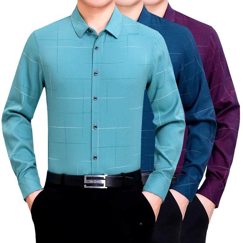 品牌长袖衬衫男桑蚕丝秋装新款务休闲商中老9946-R年衬时尚衣免烫,淘宝优惠券,粉丝福利购,淘宝优惠卷