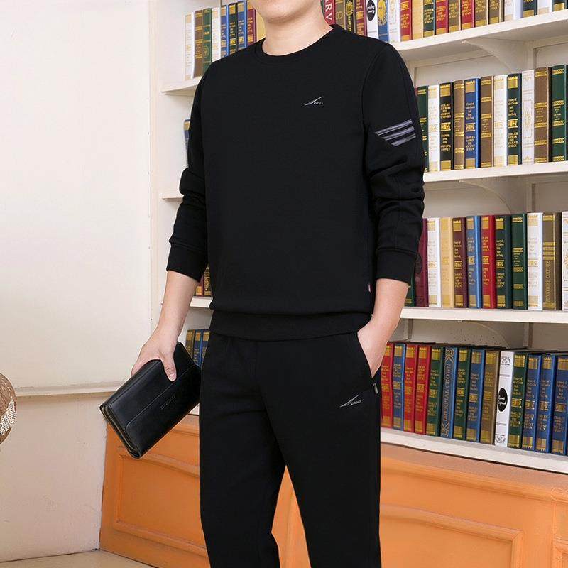 春秋红色动中老年运动装男运装套54429圆领中动年运服男卫衣套装,淘宝优惠券,粉丝福利购,淘宝优惠卷