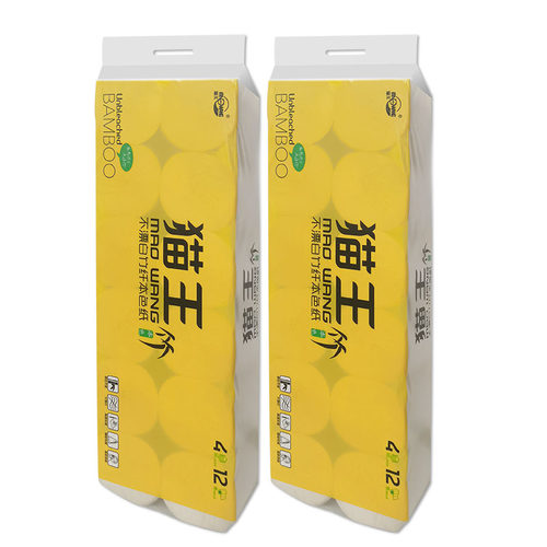 猫王本色竹浆1800克卫生纸 卷纸5层加厚不易破共24卷 - 图0