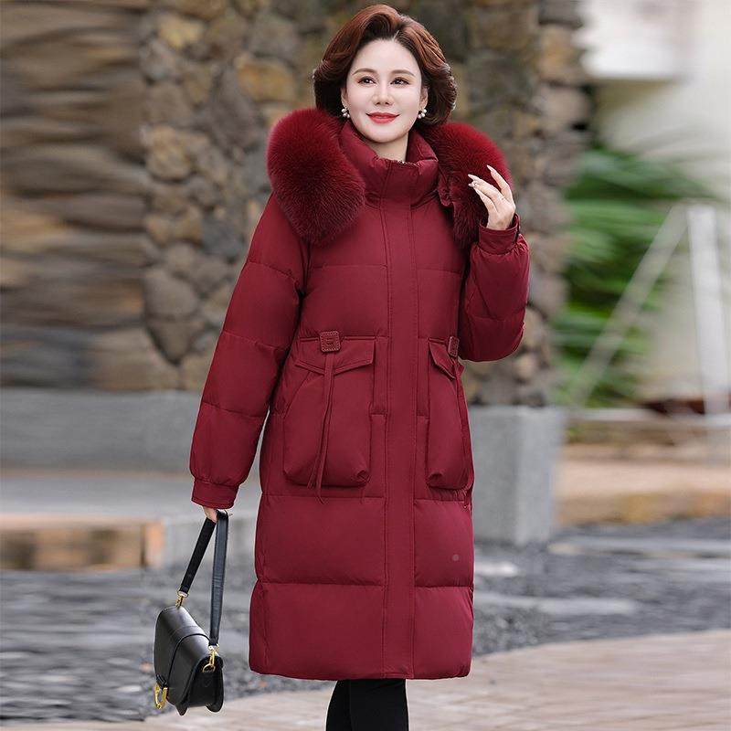 年新款羽绒服女中长妈款中年韩版83101-Q1修身加厚保暖鸭白绒妈外,淘宝优惠券,粉丝福利购,淘宝优惠卷