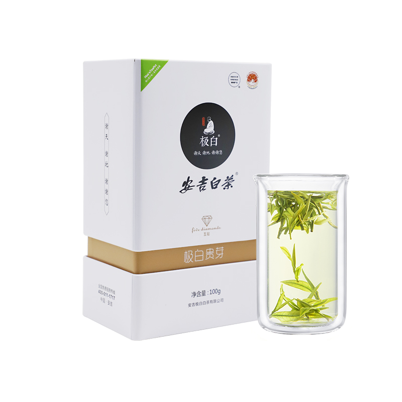 极白安吉白茶精品2024春茶新茶上市 盒装100g 珍稀绿茶明前茶叶 - 图0