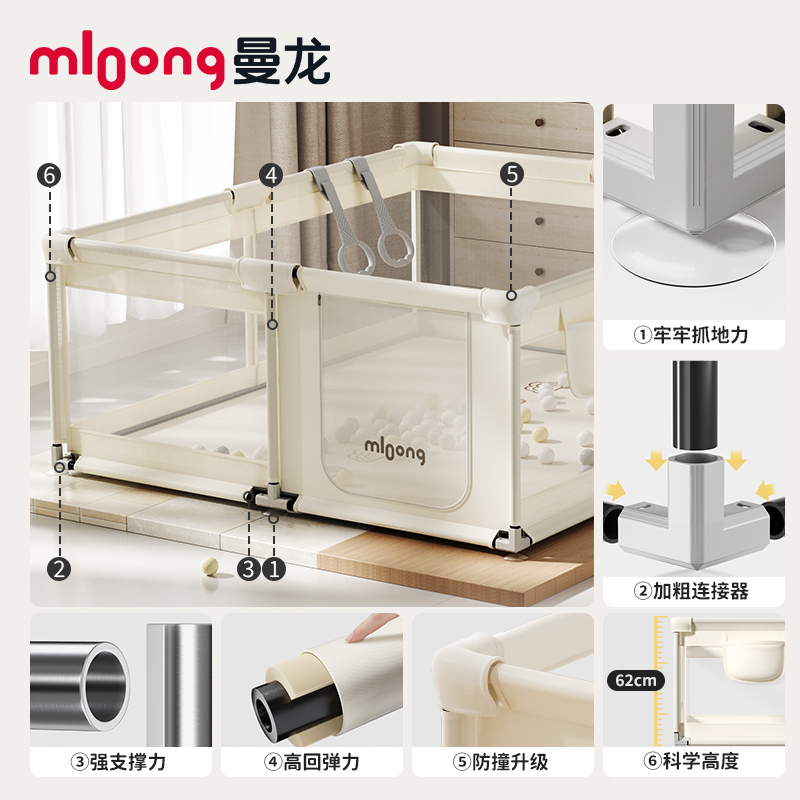 【下拉详情领优惠】曼龙城堡布艺围栏婴儿童爬爬垫客厅游戏防护栏