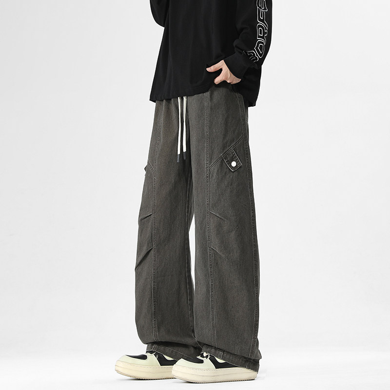 WASSUP潮牌美式高街弯刀阔腿裤男春秋2025新款青少年潮流休闲长裤,淘宝优惠券,粉丝福利购,淘宝优惠卷