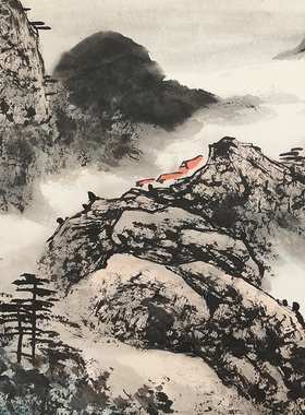孤品收藏名家手绘黄山国画横幅