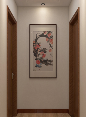 名家手绘孤品柿子国画事事如意