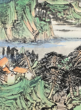 孤品名家手绘紫气东来山水国画