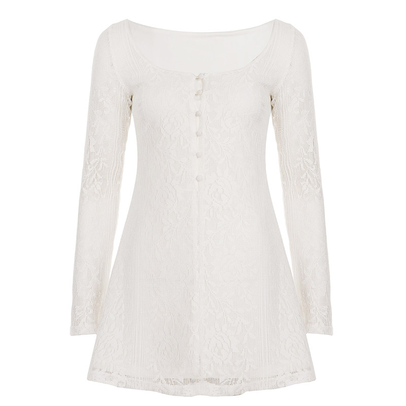 DARLINGAGA纯欲风提花蕾丝喇叭袖连衣裙女一字肩小性感高腰a字裙,淘宝优惠券,粉丝福利购,淘宝优惠卷