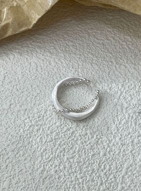 素创S925纯银拉丝链条光面素圈戒指女生高级感ins开口食指环组合