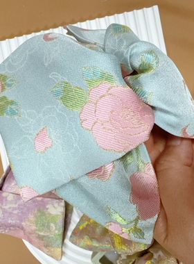 仿宋锦织锦缎手工蝴蝶结复古风盘发夹女发饰鲨鱼夹抓夹非遗汉服