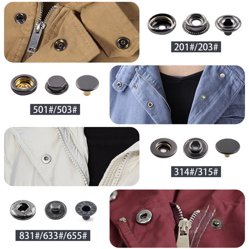 金属四合扣按压黑色扣子按扣钉扣子母扣摁扣羽绒服暗扣衣服纽扣女 - 图0
