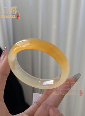 云南黄龙玉手镯冰种玉镯女天然玉石手镯黄玉翡翠黄色黄翡翠金丝玉