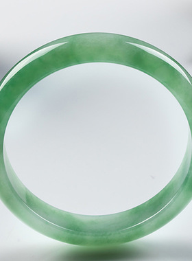 缅甸翡翠玉手镯冰种满绿豆绿飘绿女士款玉镯子玉石玉器礼品送亲友