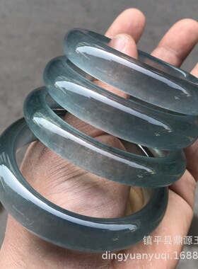 冰种库里蓝玉手镯蓝玉冰透玉镯子扁条美人条石英岩玉手镯货源