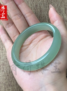 天然东陵玉手镯天山翠手镯油青色手镯女远山黛玉镯翡翠母亲节礼物