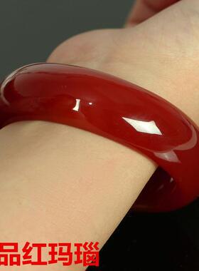 石英玉巴玉镯子加宽版窄版玉手镯红色玉手镯送亲友