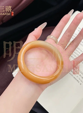 云南龙陵老料天然黄龙玉冰种手镯天然黄翡翠玉石精品黄玉镯子